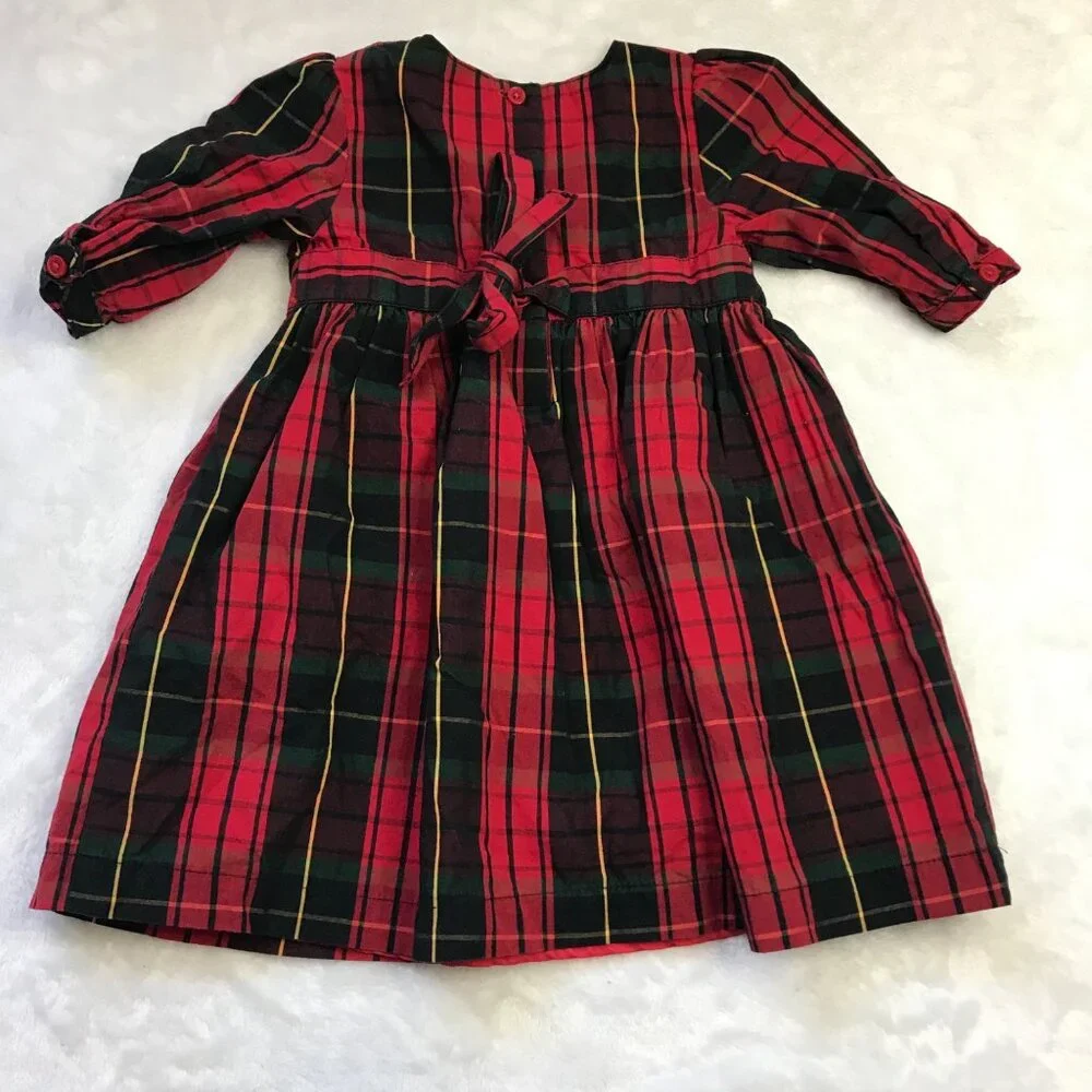 OshKosh B'gosh Plaid Holiday Dress Baby Girls‎ 24 Months Fully Lined Christmas